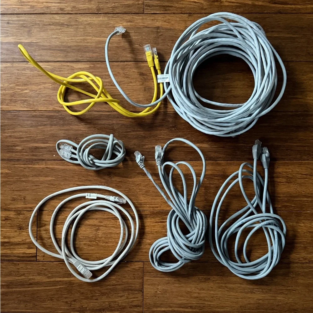 6 Assorted CAT5e Ethernet Cables - 5ft, 6ft, 10ft, 15ft, 50ft